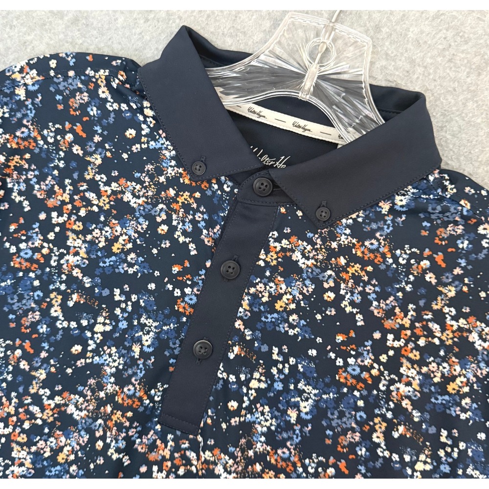 NEW Walter Hagen Garden Party Print Golf Polo Mens Small Navy Floral Performance
